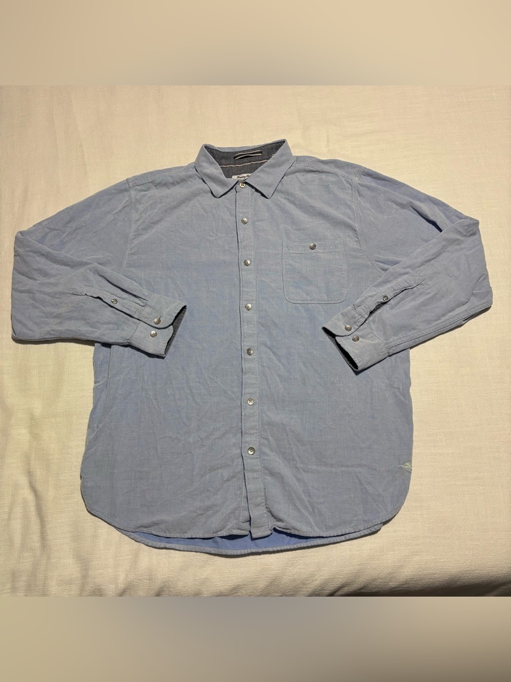 Men’s Tommy Bahama Coastline Cord Long Sleeve Button Down Shirt | Blue | Size XL